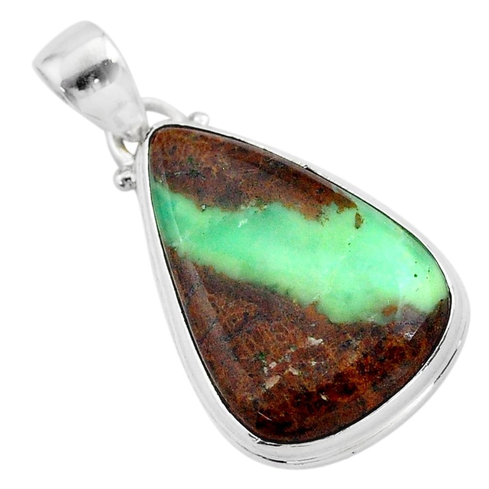 17.10cts natural brown boulder chrysoprase 925 sterling silver pendant t42427