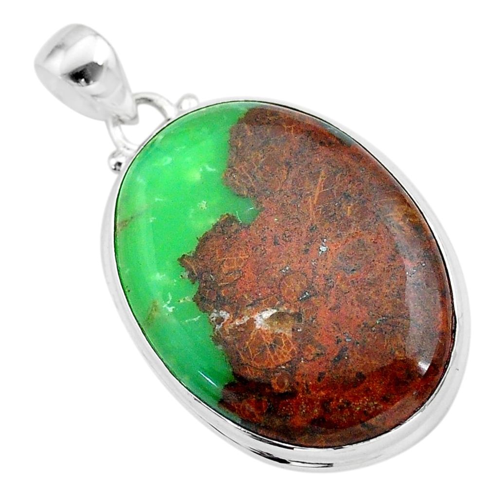 27.08cts natural brown boulder chrysoprase 925 sterling silver pendant t42428