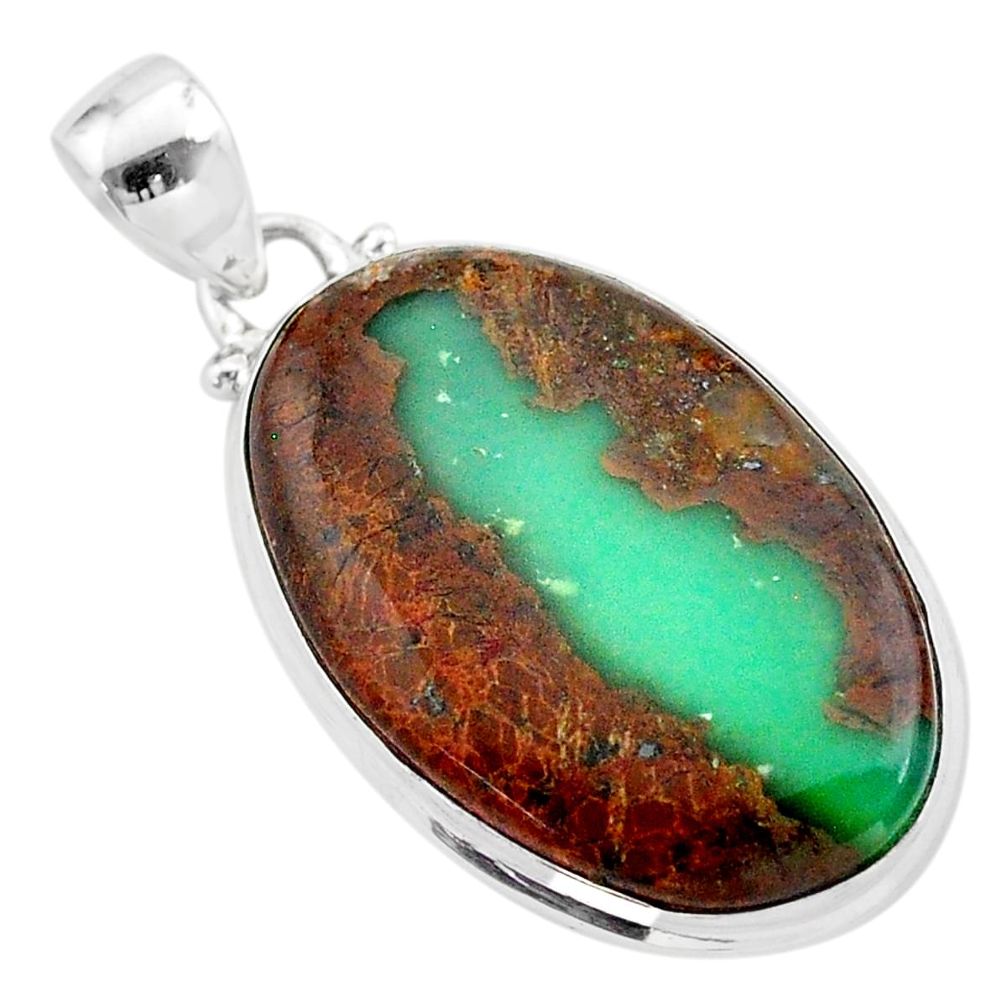 17.22cts natural brown boulder chrysoprase 925 sterling silver pendant t42430