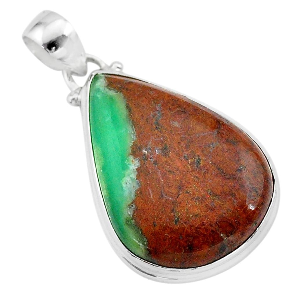 19.23cts natural brown boulder chrysoprase 925 sterling silver pendant t42431