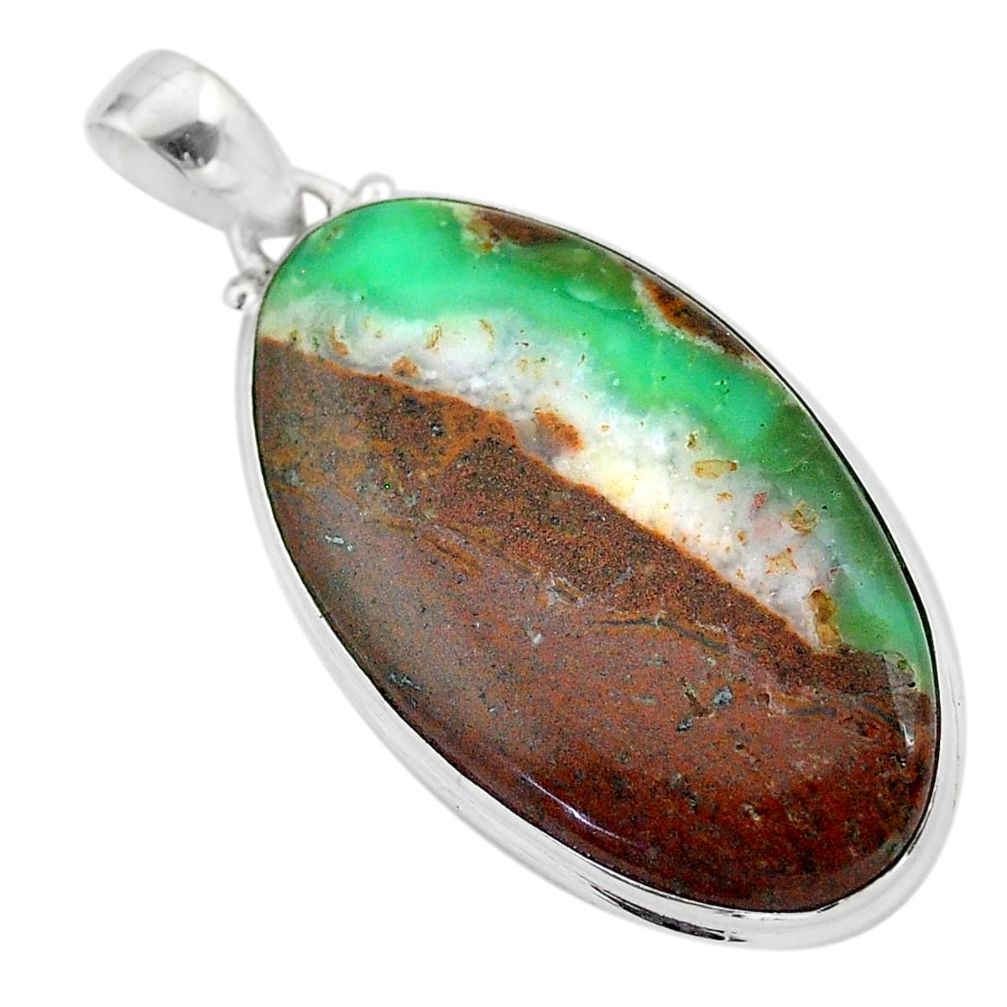 29.34cts natural brown boulder chrysoprase 925 sterling silver pendant t42436