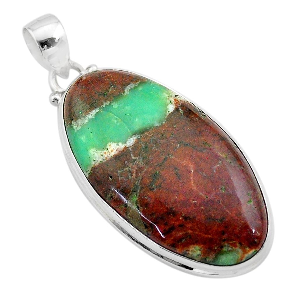 25.57cts natural brown boulder chrysoprase 925 sterling silver pendant t42439