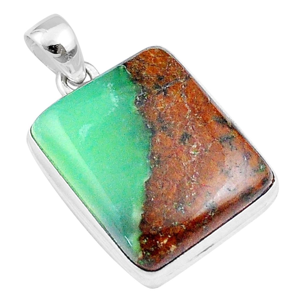 19.60cts natural brown boulder chrysoprase 925 sterling silver pendant u21464