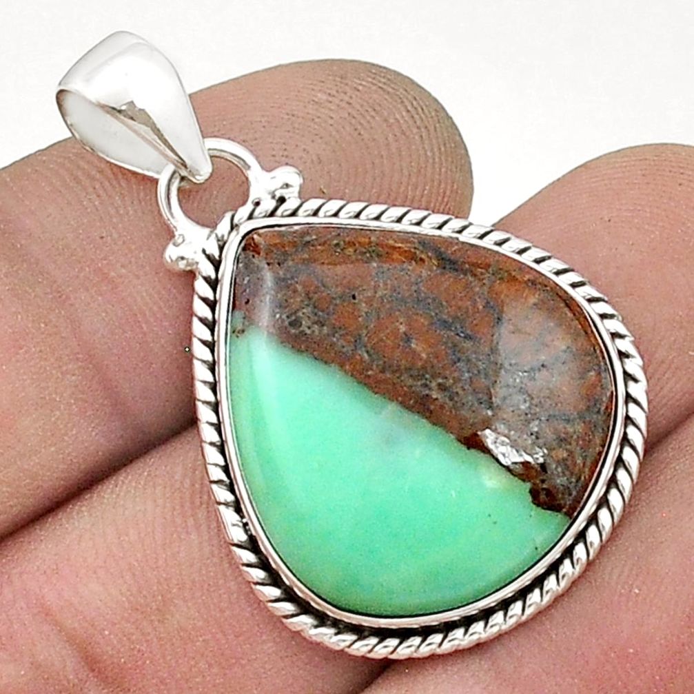 18.10cts natural brown boulder chrysoprase 925 sterling silver pendant u50506