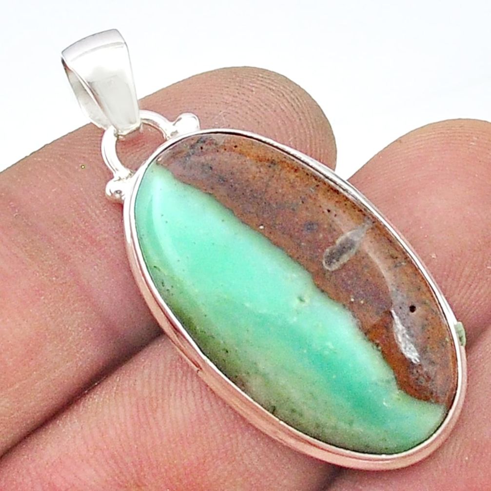 20.88cts natural brown boulder chrysoprase 925 sterling silver pendant u50657