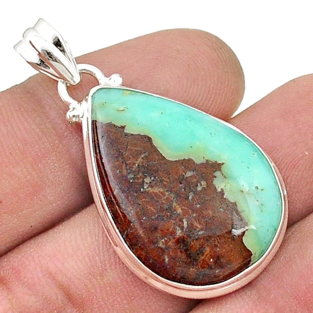 20.90cts natural brown boulder chrysoprase 925 sterling silver pendant u50662