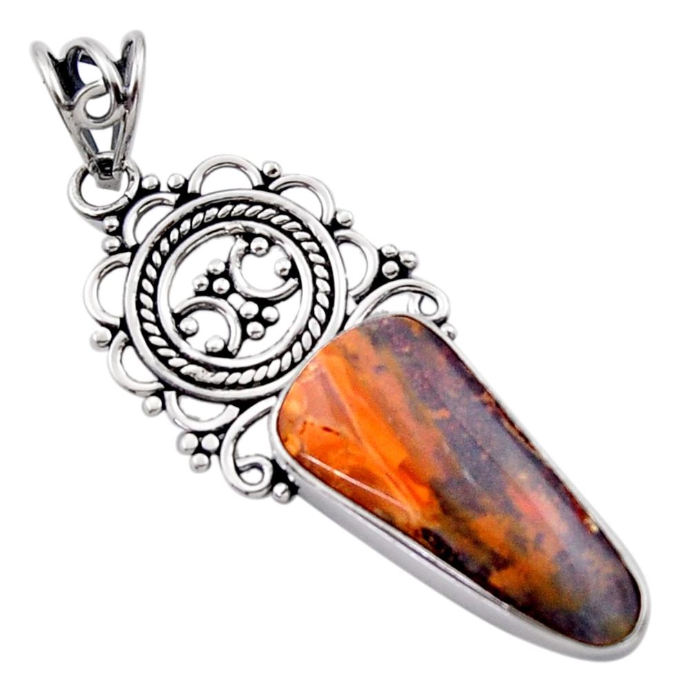 13.55cts natural brown boulder opal 925 sterling silver pendant jewelry d46722