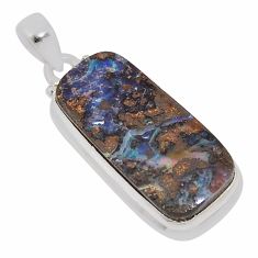 12.83cts natural brown boulder opal 925 sterling silver pendant jewelry n36981