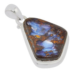 14.02cts natural brown boulder opal 925 sterling silver pendant jewelry n36982