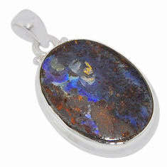 13.56cts natural brown boulder opal 925 sterling silver pendant jewelry n36995