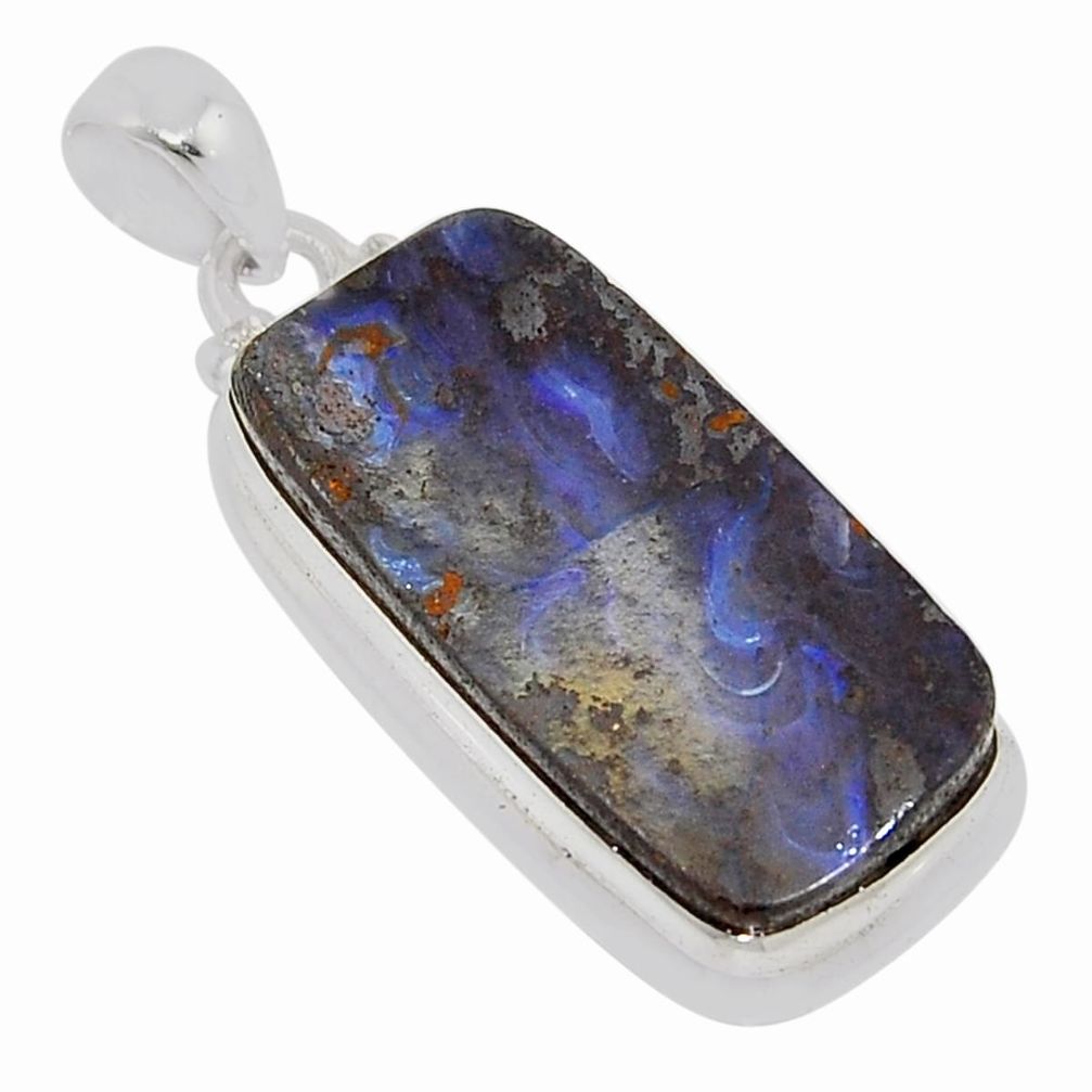 11.99cts natural brown boulder opal 925 sterling silver pendant jewelry n36997
