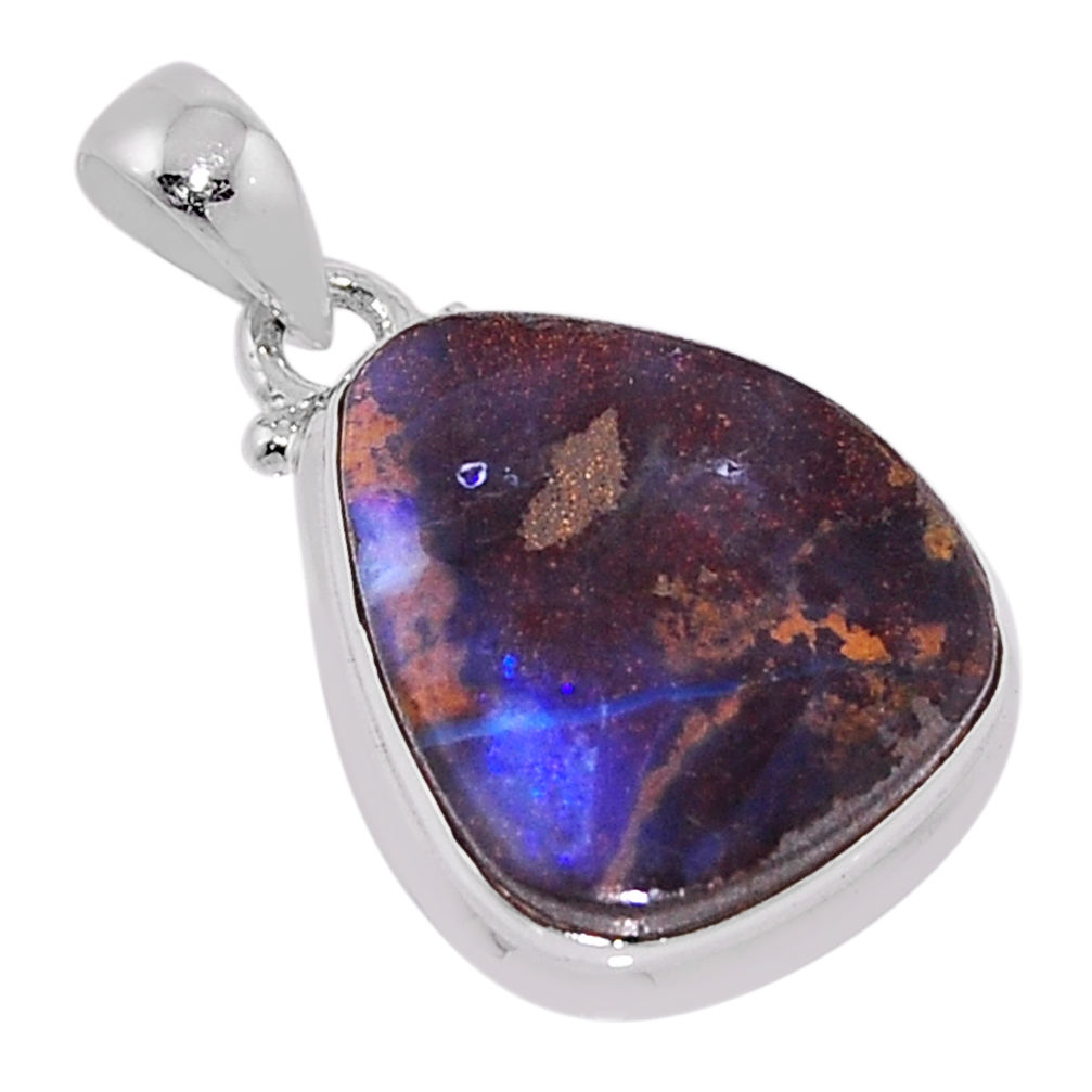 11.07cts natural brown boulder opal 925 sterling silver pendant jewelry n37002