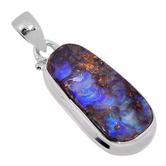 7.41cts natural brown boulder opal 925 sterling silver pendant jewelry n37005