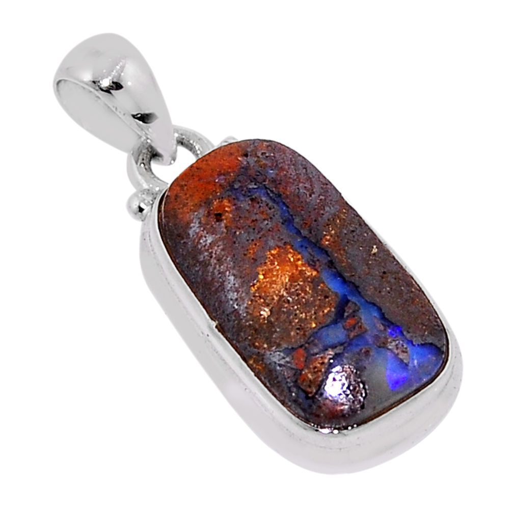 6.40cts natural brown boulder opal 925 sterling silver pendant jewelry n37013