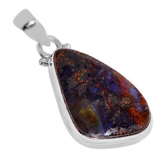 9.86cts natural brown boulder opal 925 sterling silver pendant jewelry n38670