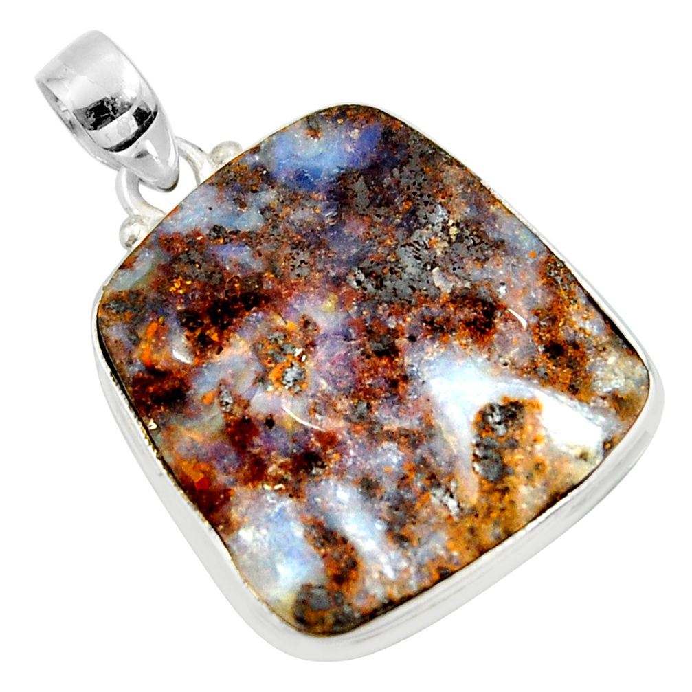 32.10cts natural brown boulder opal 925 sterling silver pendant jewelry r36261