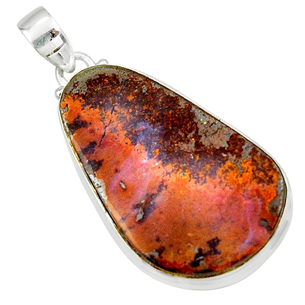 34.10cts natural brown boulder opal 925 sterling silver pendant jewelry r36263