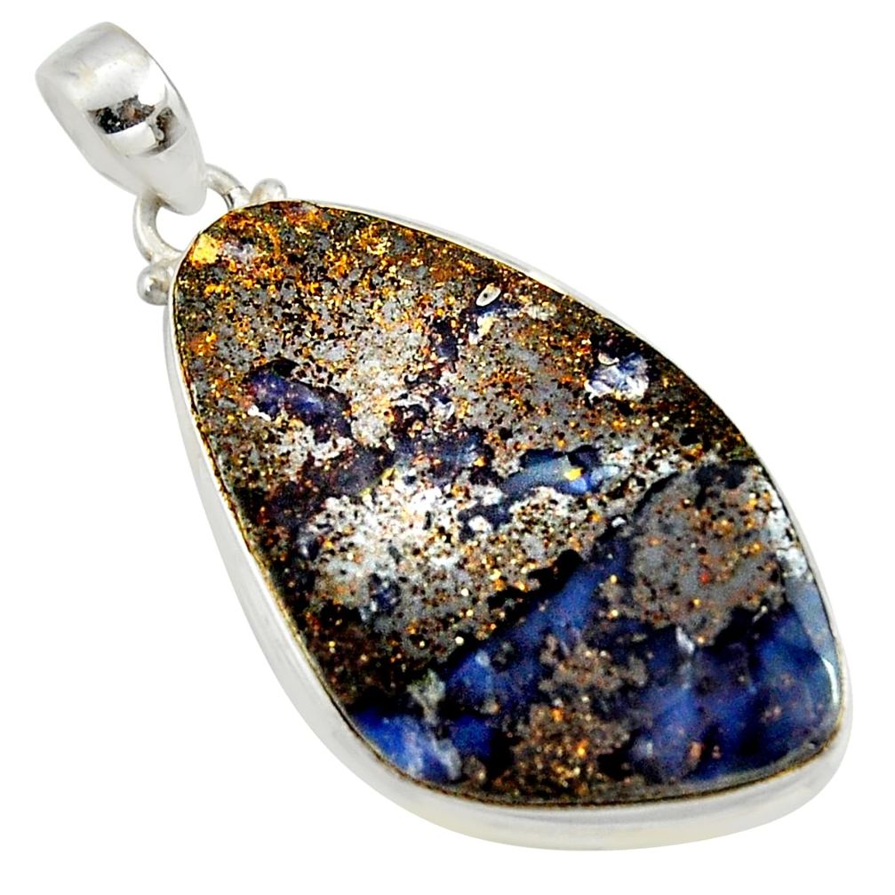 34.26cts natural brown boulder opal 925 sterling silver pendant jewelry r36267
