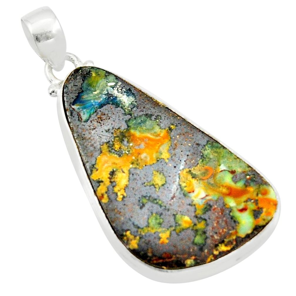 27.70cts natural brown boulder opal 925 sterling silver pendant jewelry r36274