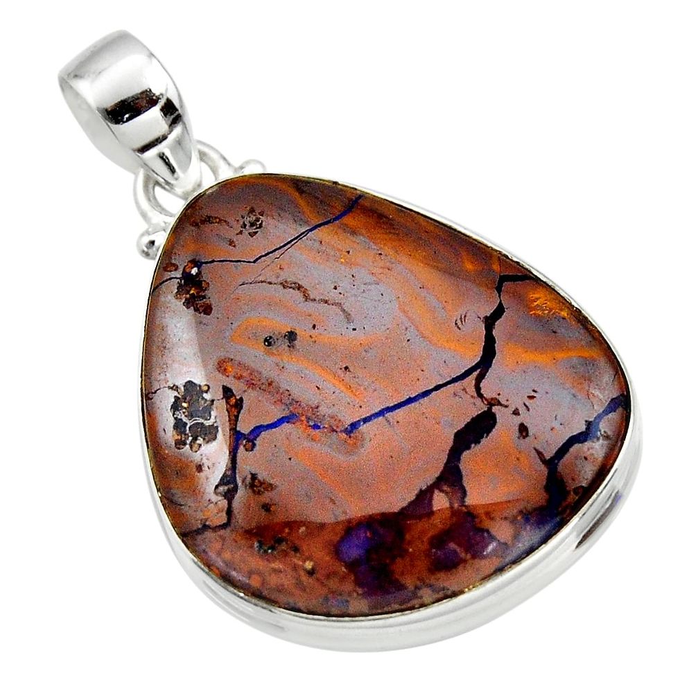 29.35cts natural brown boulder opal 925 sterling silver pendant jewelry r45145