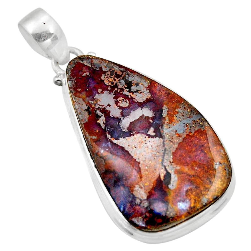 28.67cts natural brown boulder opal 925 sterling silver pendant jewelry r45155