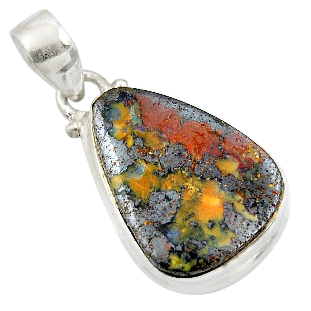 15.67cts natural brown boulder opal 925 sterling silver pendant jewelry r45183