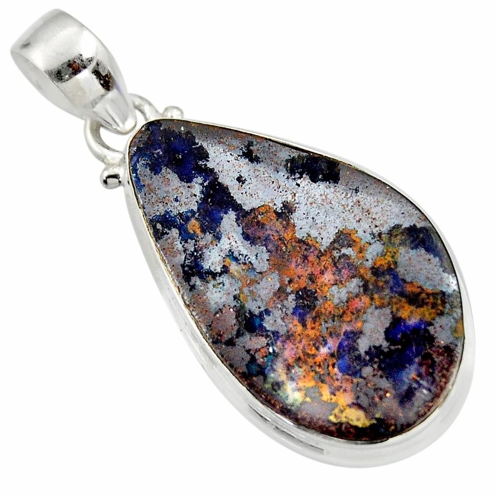 20.72cts natural brown boulder opal 925 sterling silver pendant jewelry r45186