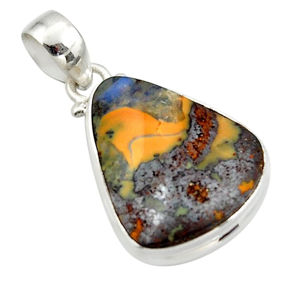 18.15cts natural brown boulder opal 925 sterling silver pendant jewelry r45204