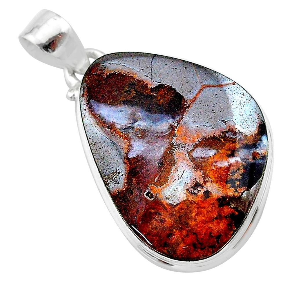 27.70cts natural brown boulder opal 925 sterling silver pendant jewelry t22325