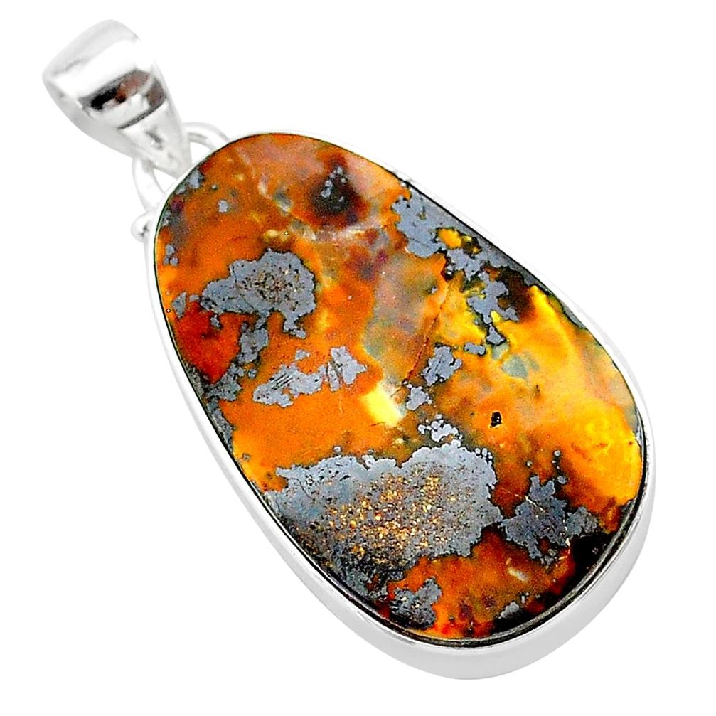 19.68cts natural brown boulder opal 925 sterling silver pendant jewelry t22329