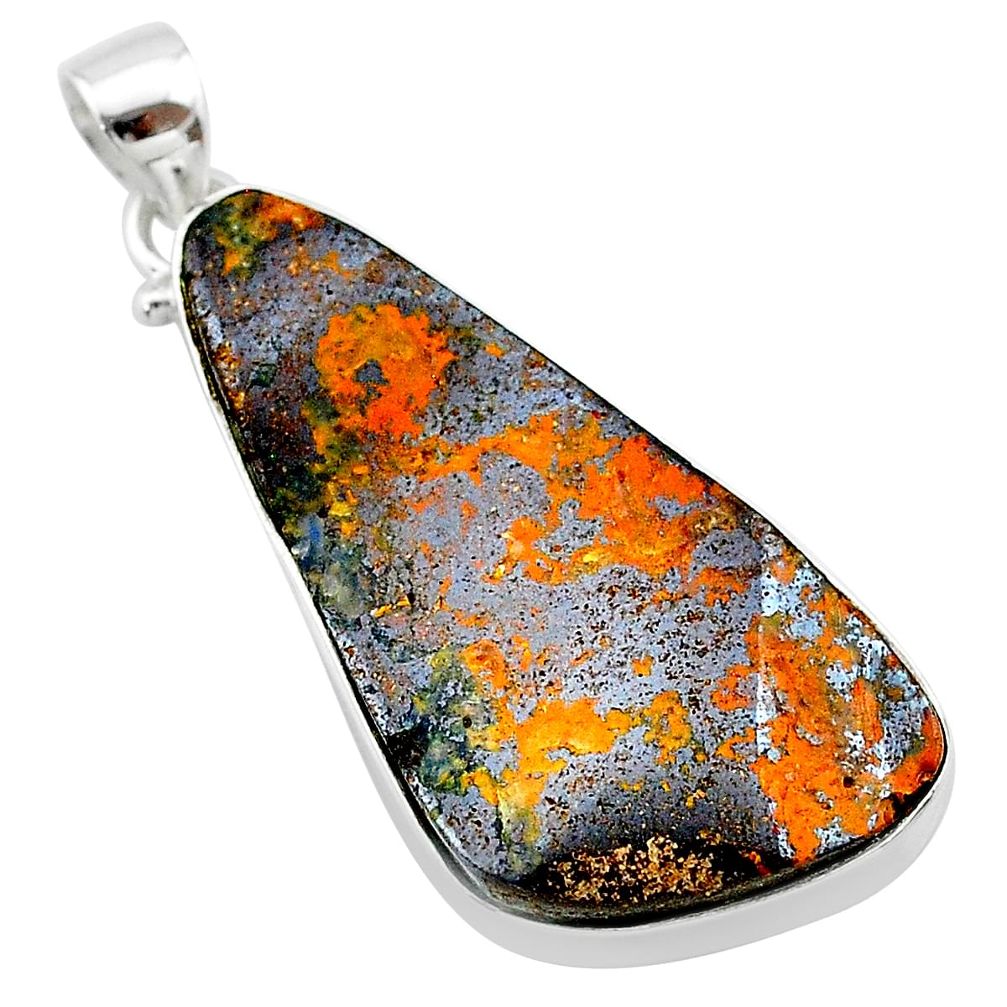 24.38cts natural brown boulder opal 925 sterling silver pendant jewelry t22331