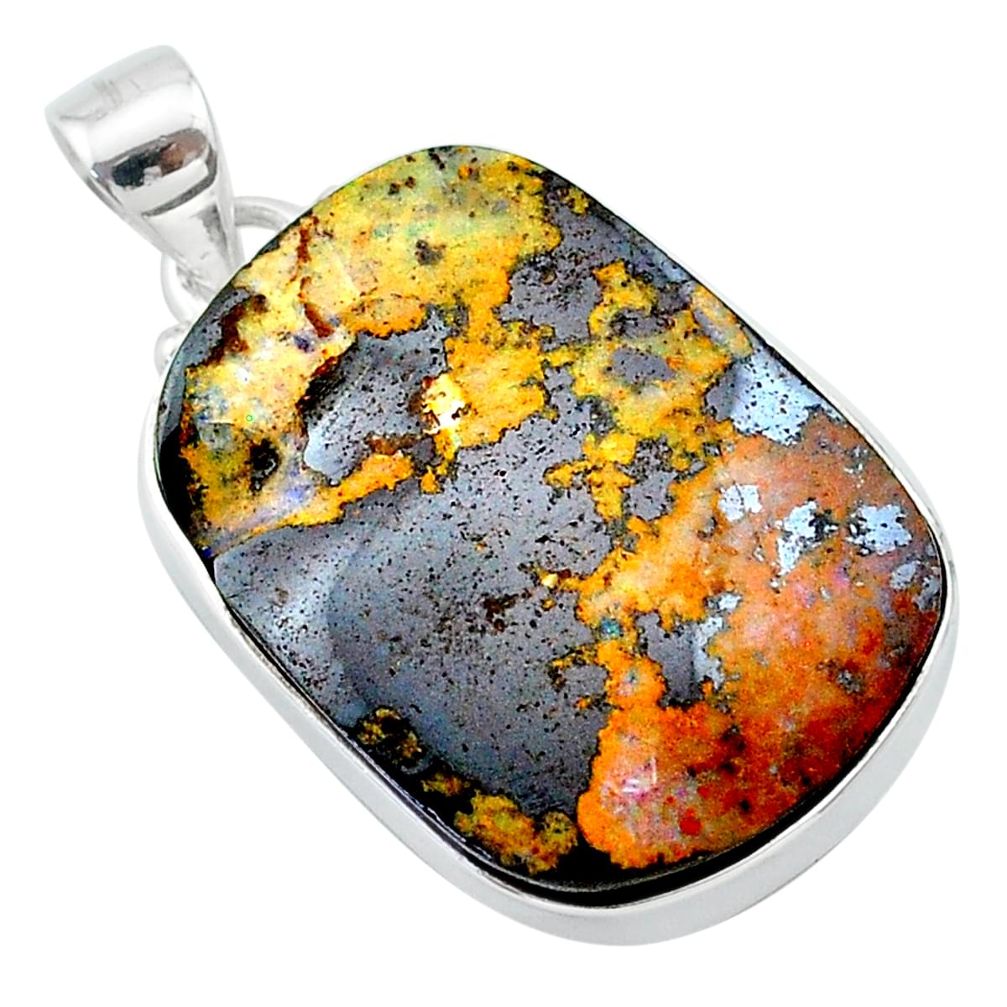 25.57cts natural brown boulder opal 925 sterling silver pendant jewelry t22334