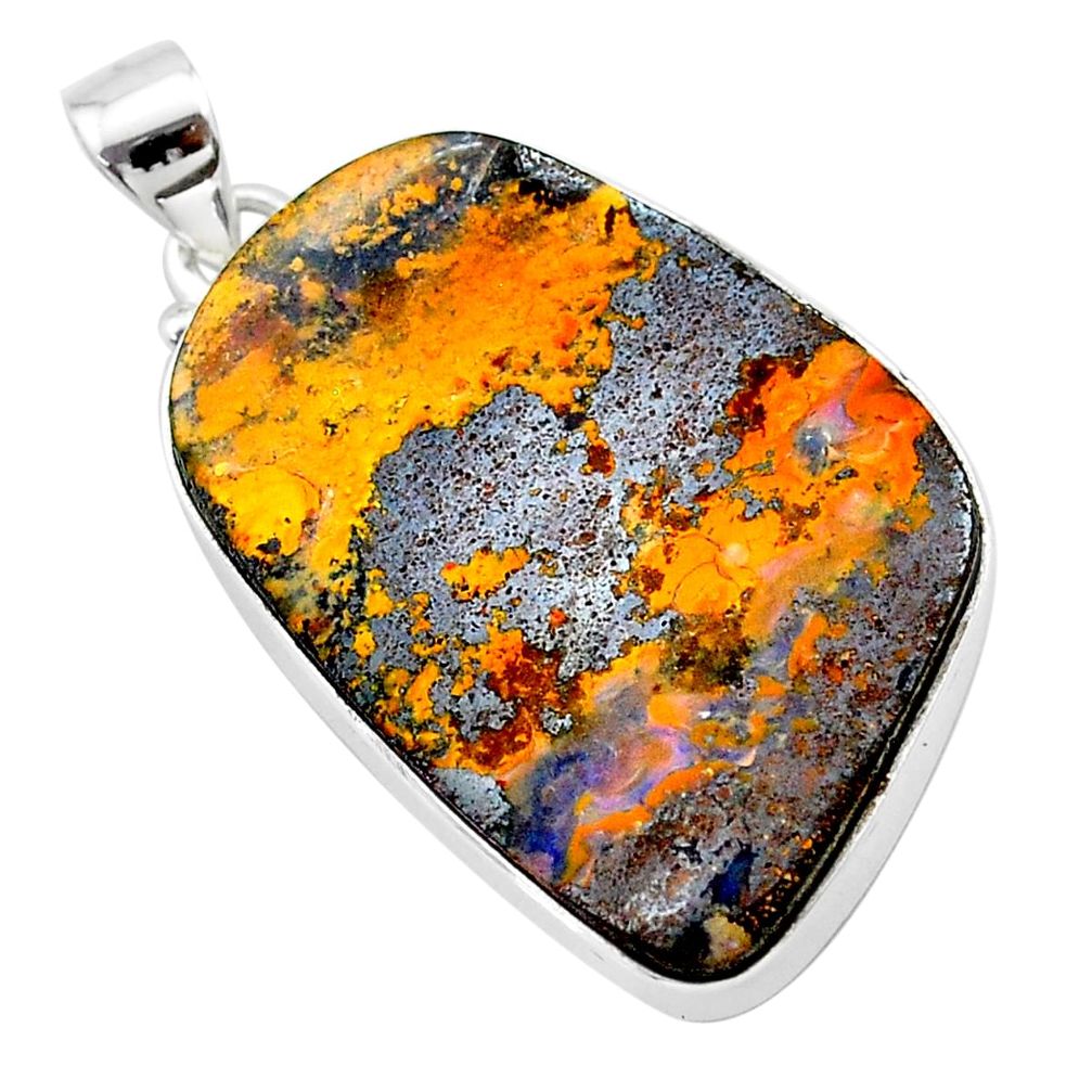 27.70cts natural brown boulder opal 925 sterling silver pendant jewelry t22337