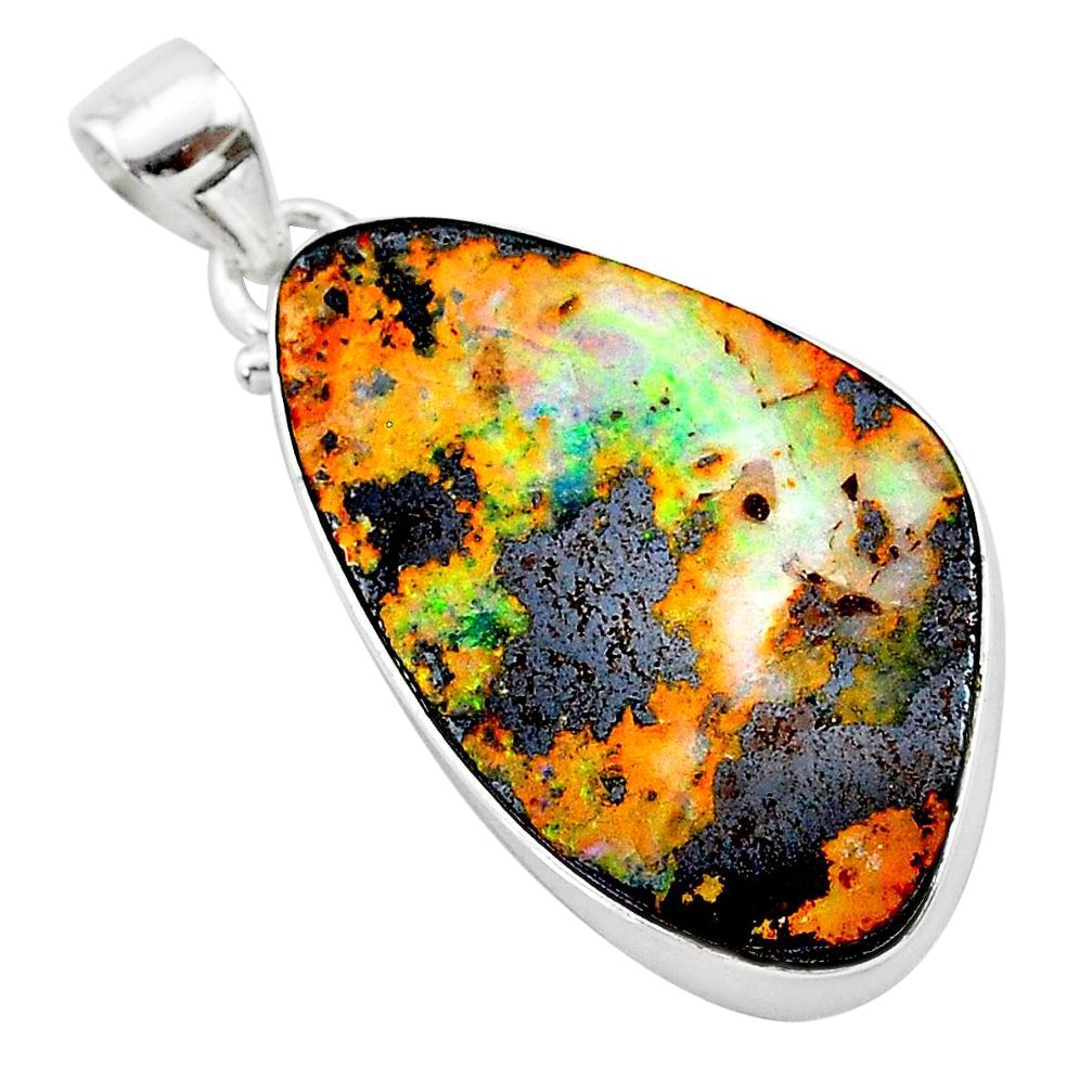 24.35cts natural brown boulder opal 925 sterling silver pendant jewelry t22339