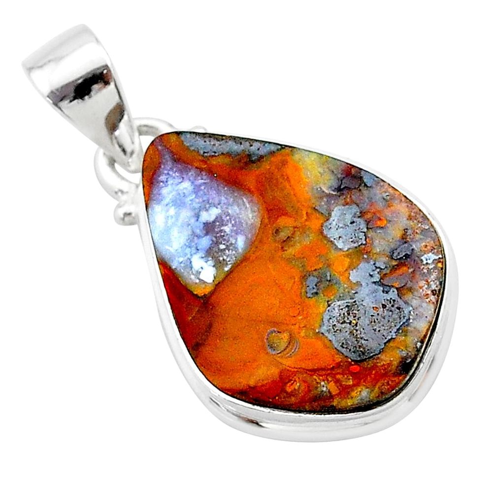 12.62cts natural brown boulder opal 925 sterling silver pendant jewelry t22350