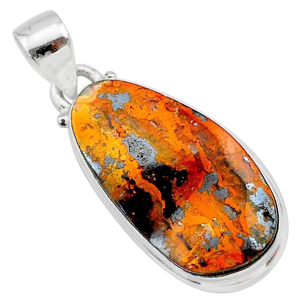 16.54cts natural brown boulder opal 925 sterling silver pendant jewelry t22354