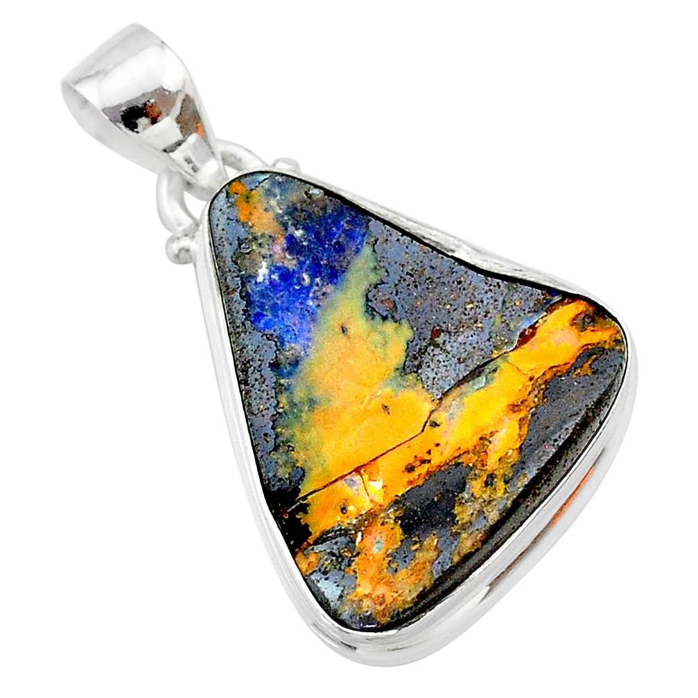 14.14cts natural brown boulder opal 925 sterling silver pendant jewelry t22357