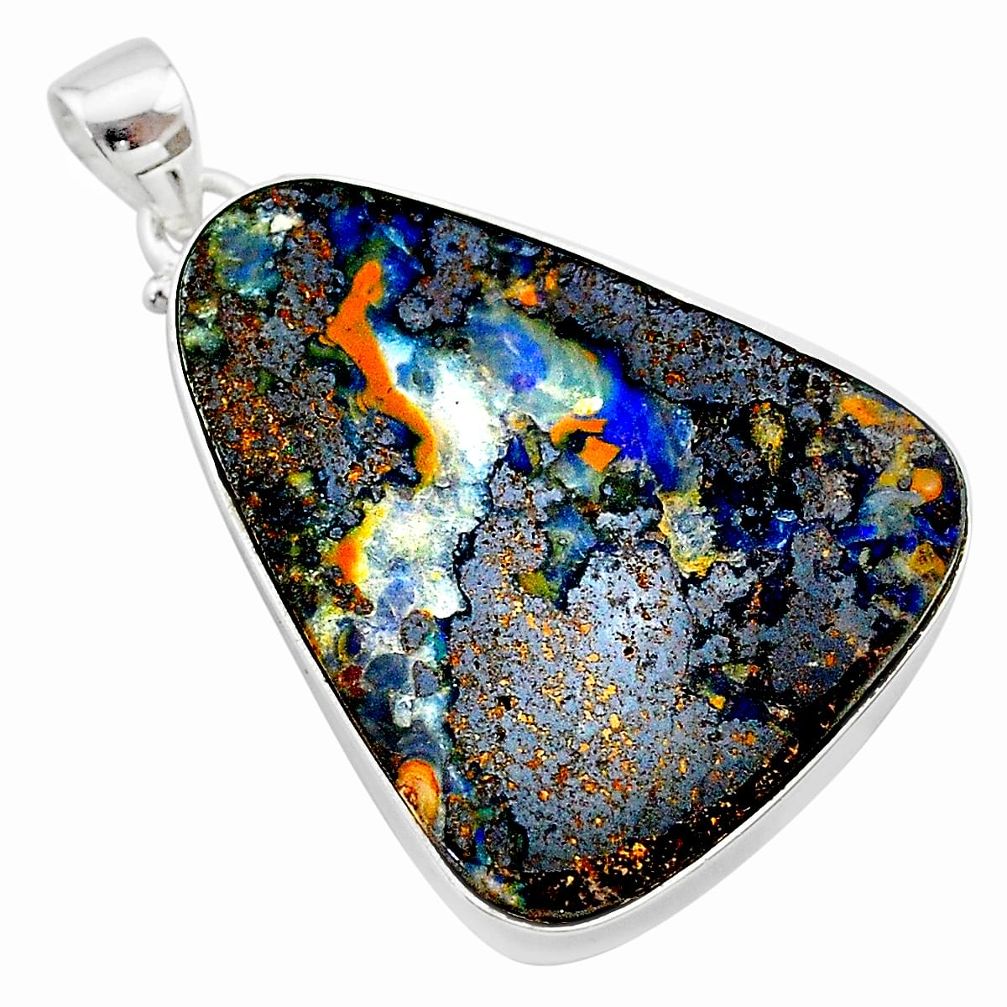33.68cts natural brown boulder opal 925 sterling silver pendant jewelry t22379