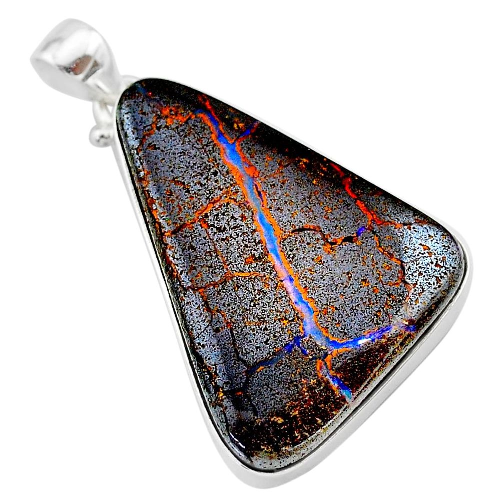 41.69cts natural brown boulder opal 925 sterling silver pendant jewelry t22380