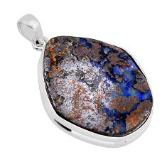 33.68cts natural brown boulder opal 925 sterling silver pendant jewelry y64271