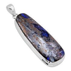 31.56cts natural brown boulder opal 925 sterling silver pendant jewelry y64272