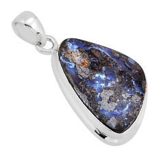 15.69cts natural brown boulder opal 925 sterling silver pendant jewelry y64274