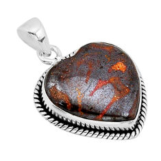 17.95cts natural brown boulder opal 925 sterling silver pendant jewelry y69217