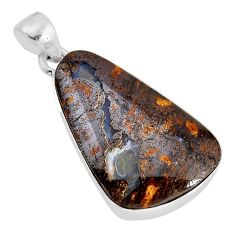 17.95cts natural brown boulder opal 925 sterling silver pendant jewelry y79945