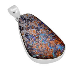 18.41cts natural brown boulder opal 925 sterling silver pendant jewelry y79947