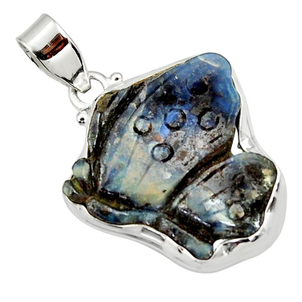  brown boulder opal carving 925 sterling silver pendant d44655