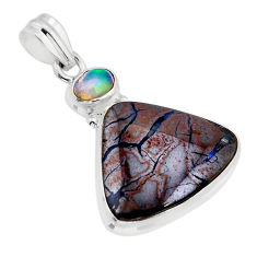 17.59cts natural brown boulder opal ethiopian opal 925 silver pendant y61864