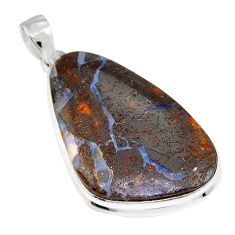 29.37cts natural brown boulder opal fancy 925 sterling silver pendant y26396
