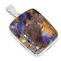25.54cts natural brown boulder opal fancy sterling silver pendant jewelry y26414