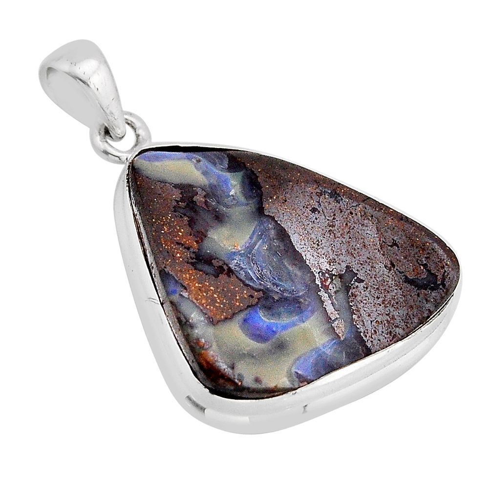 23.98cts natural brown boulder opal fancy sterling silver pendant jewelry y64275